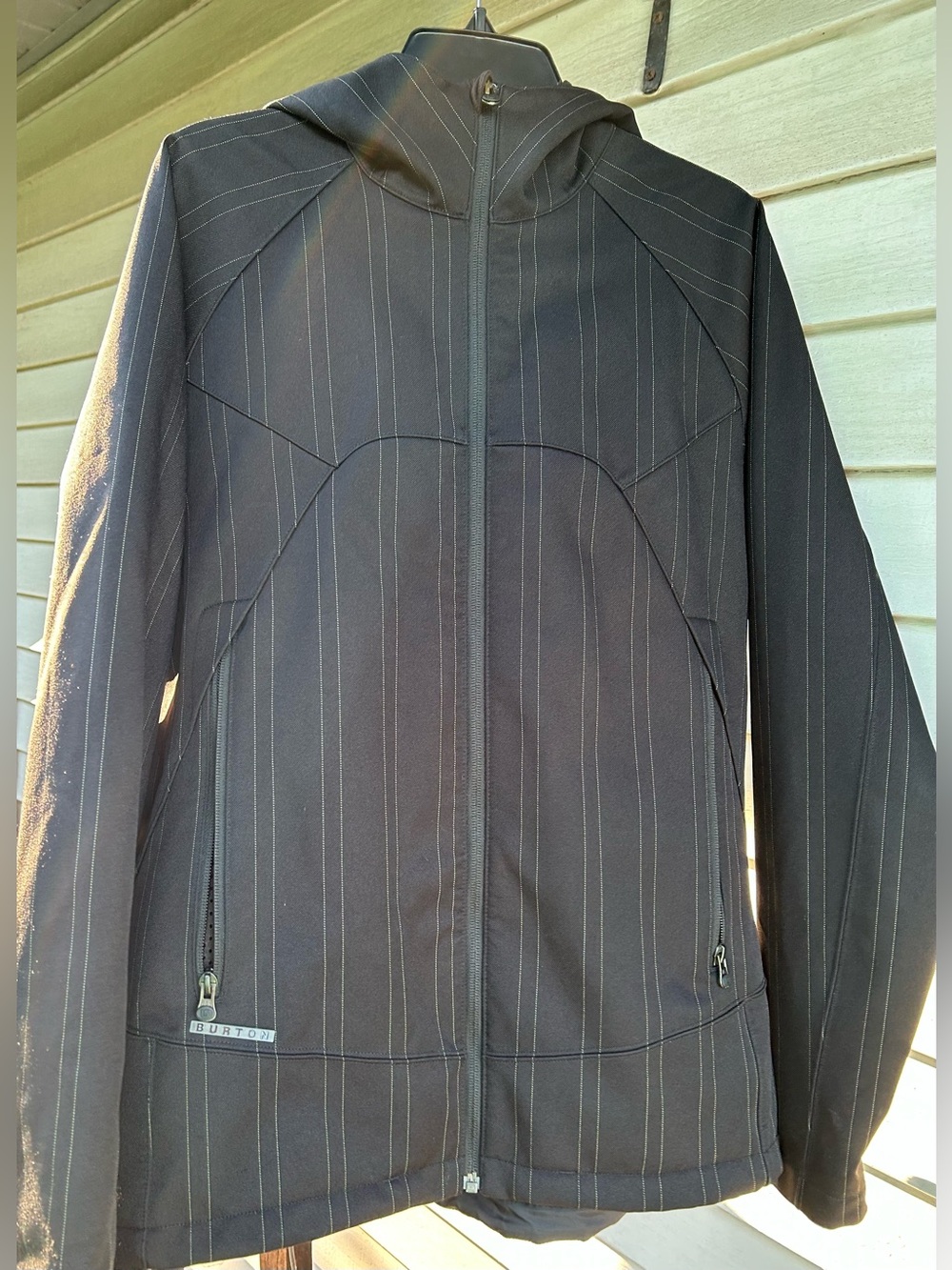 Burton Snowboard Ski Performance Pinstripe Outdoor Softshell Mens Jacket Size L.